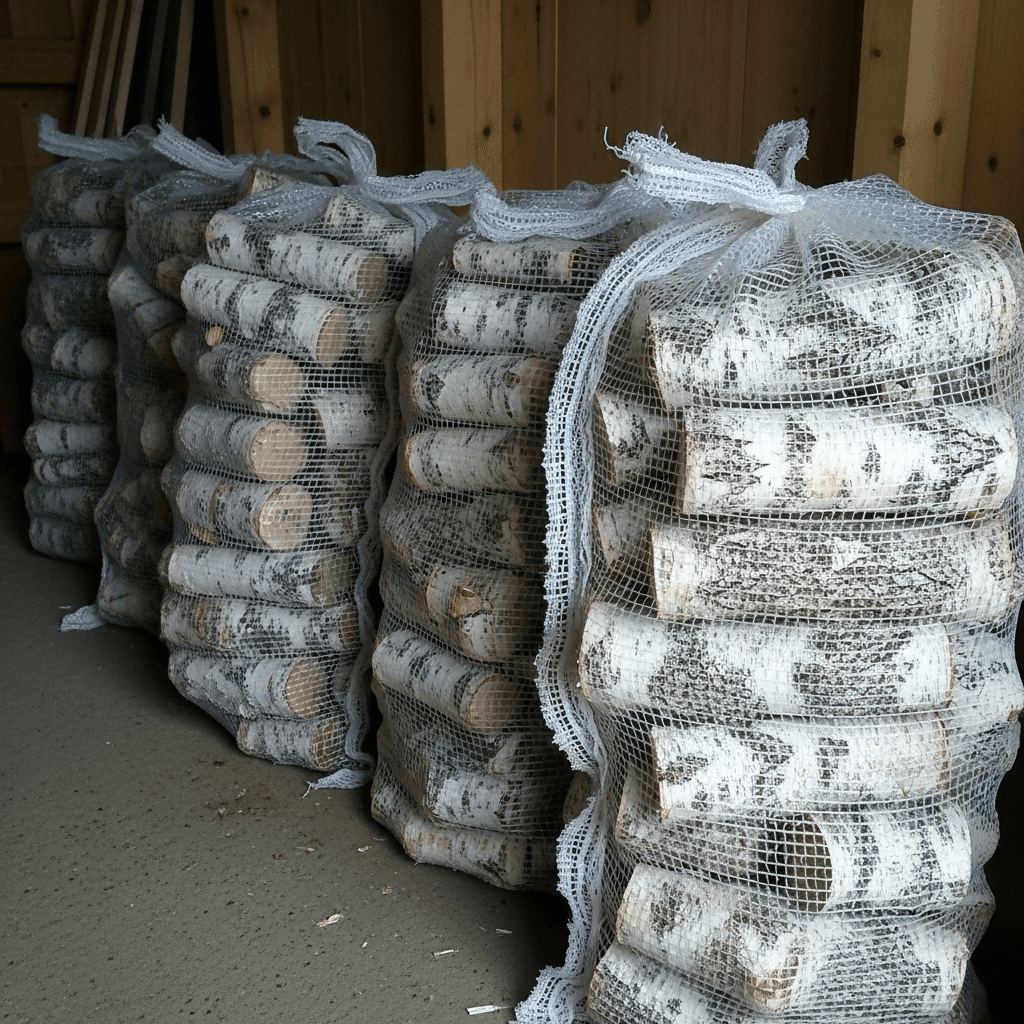 Дрова березовые в сетках